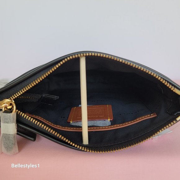 COACH Kitt Badge Jacquard & Smooth Leather Crossbody- Salt Black ⭐ - Picture 13 of 16